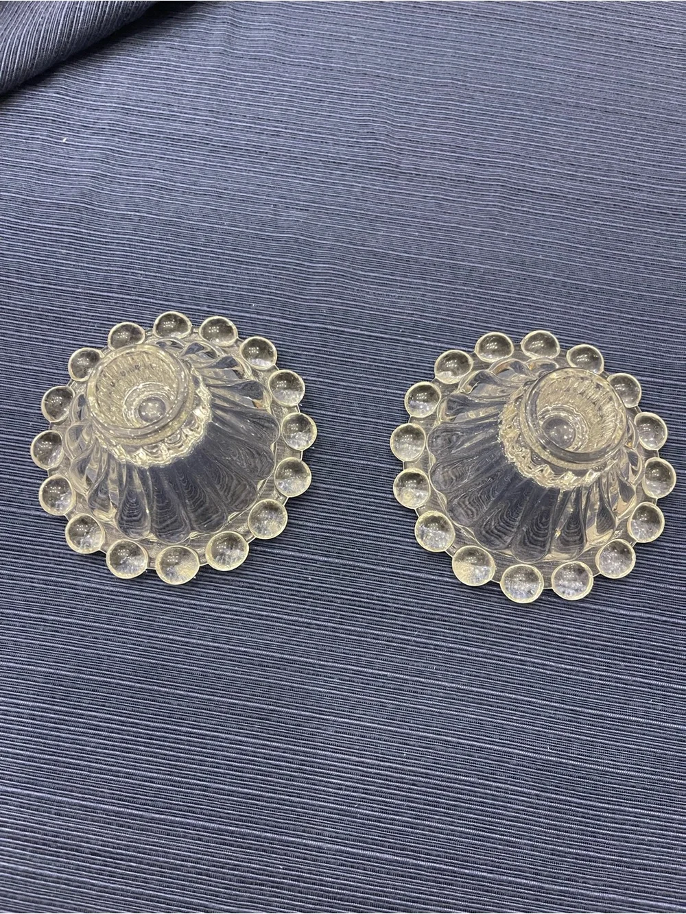 Vintage-Style Clear Glass Bubble-Rim Candle Holders (Set of 2)